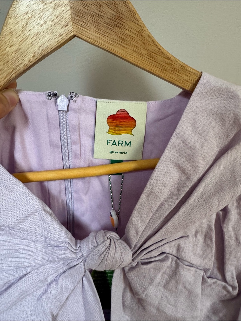 FARM Rio Lavender Mini Dress with Front Knot